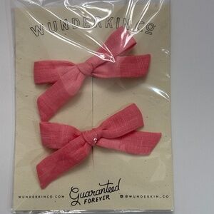 Wunderkin Co Petite Schoolgirl Bows/Piggie Set Carnation